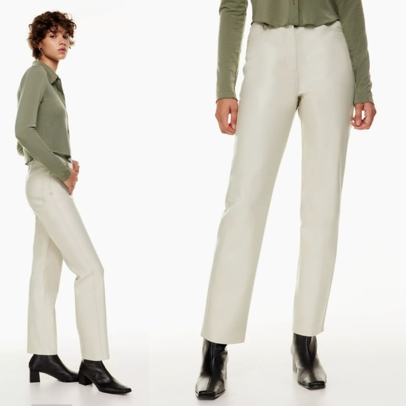 Aritzia Wilfred The Melina Super High-Rise Vegan Leather Pant White Cream 8 - Picture 16 of 16